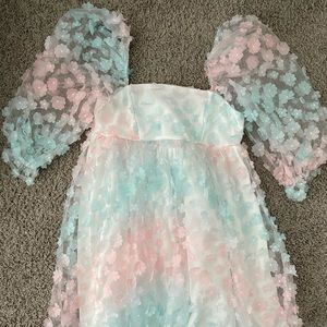 Shop impressions 3D flower blue and pink dress size small never worn